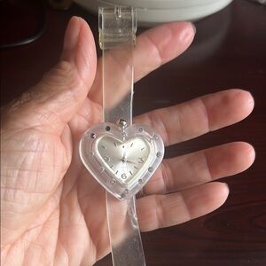 Vintage Heart-Shaped Transparent Watch in working conditions